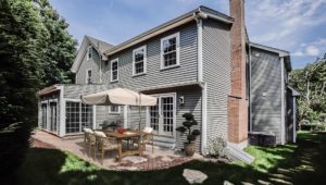 Virtually Staged Patio to a 2-story colonial style home in Newton Centre, MA.