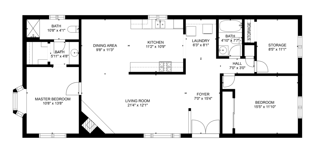 2D Floor Plan with Fixtures