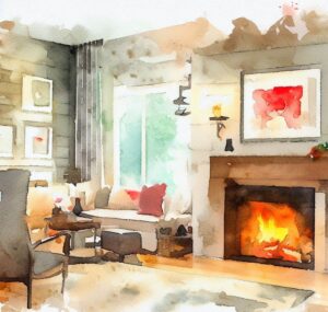 watercolor image created by ai depicting how to sell your home faster and for more money with professional home staging