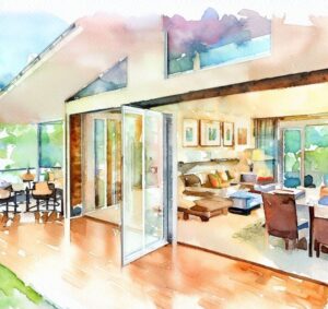 watercolor image created by ai depicting how to sell your home faster and for more money with virtual home staging