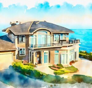 watercolor image created by ai depicting how to sell your home faster with professional real estate photography