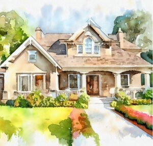 watercolor image created by ai showing the front a house with great curb appeal depicting what home buyers and sellers should know about appraisals