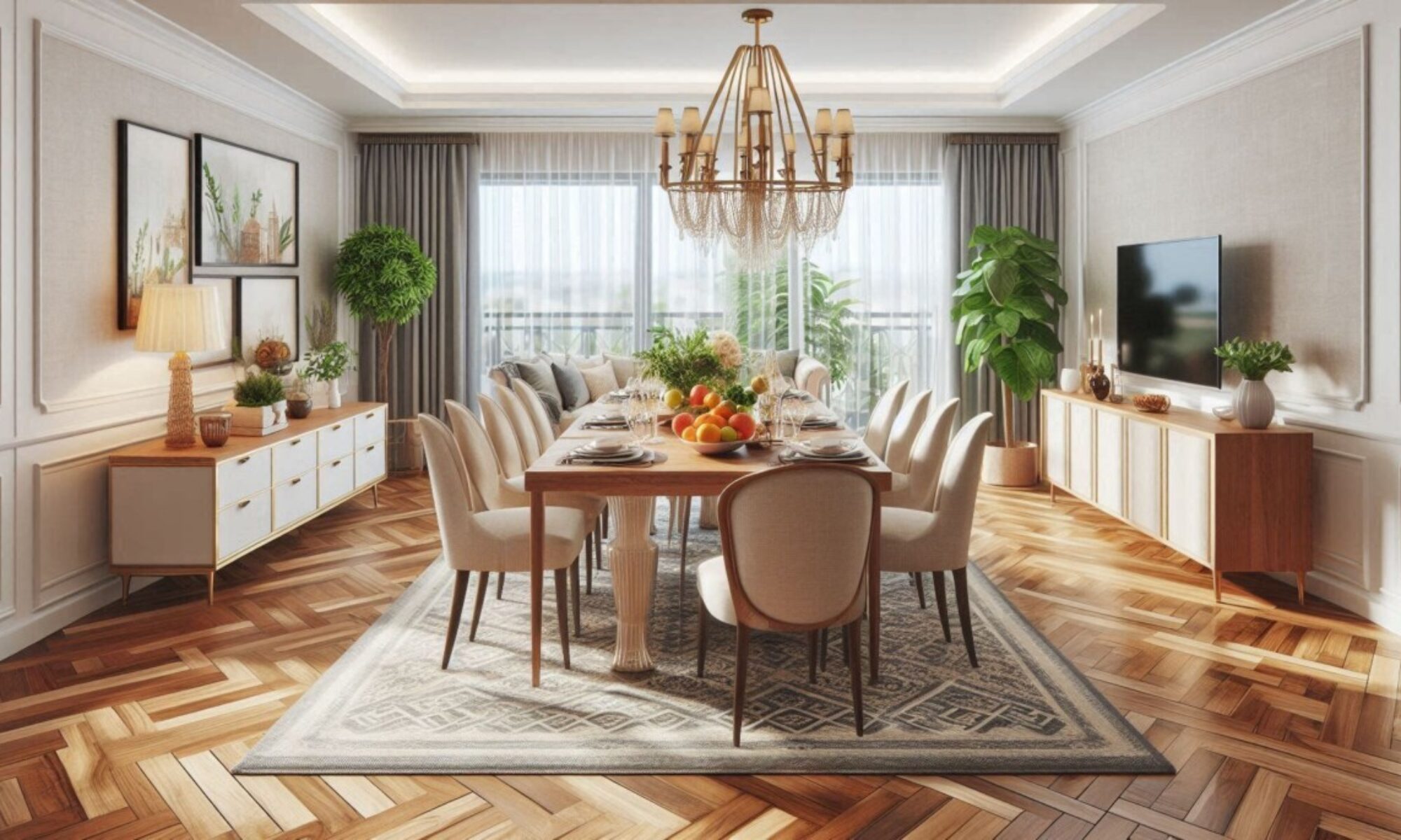 Stagaed Dining Room - This image created by AI for Lew Corcoran, Real Estate Agent, Real Estate Photographer, Home Stager, and FAA Licensed Drone Pilot