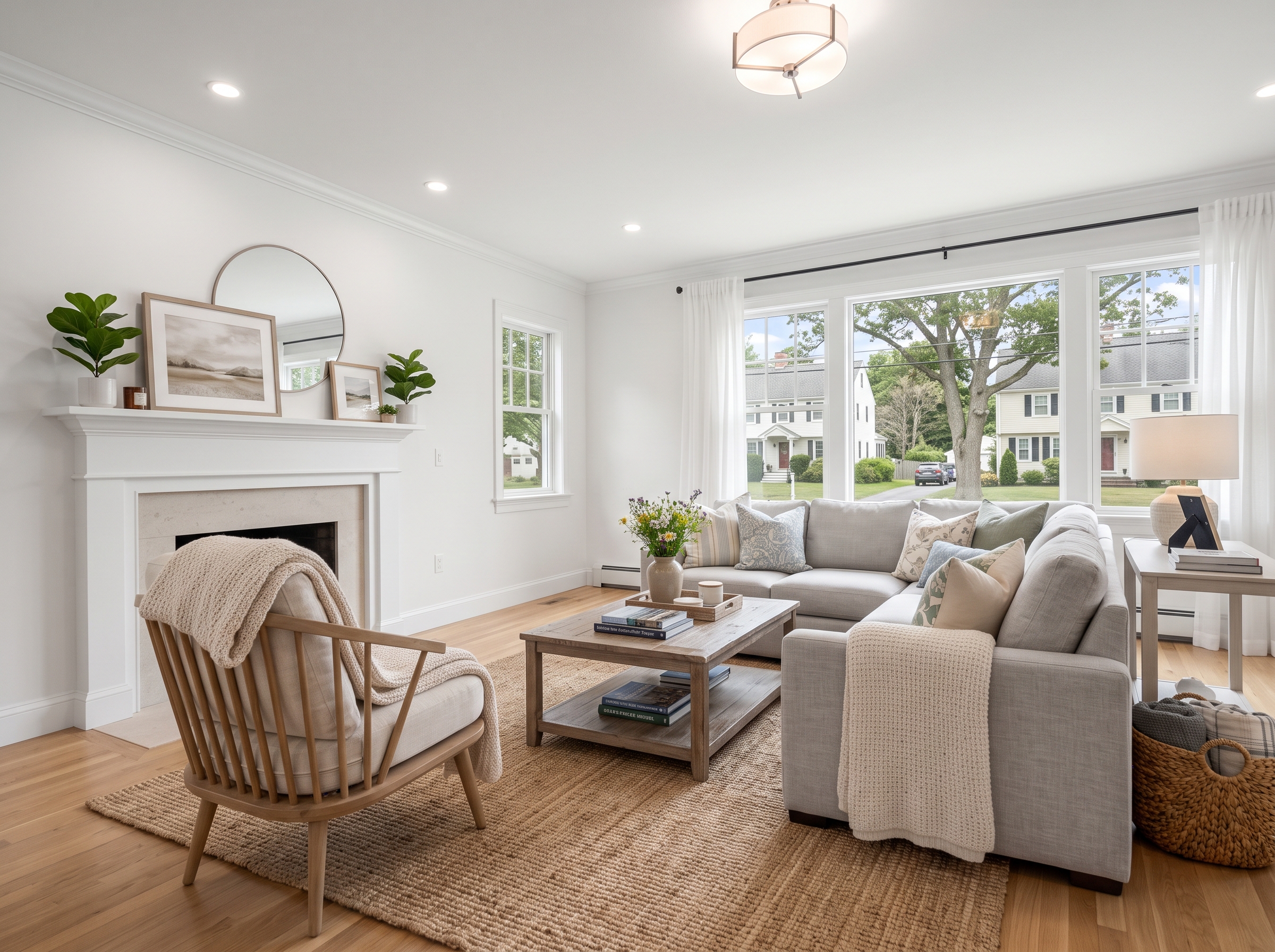 Staged Living Room in Avon, MA