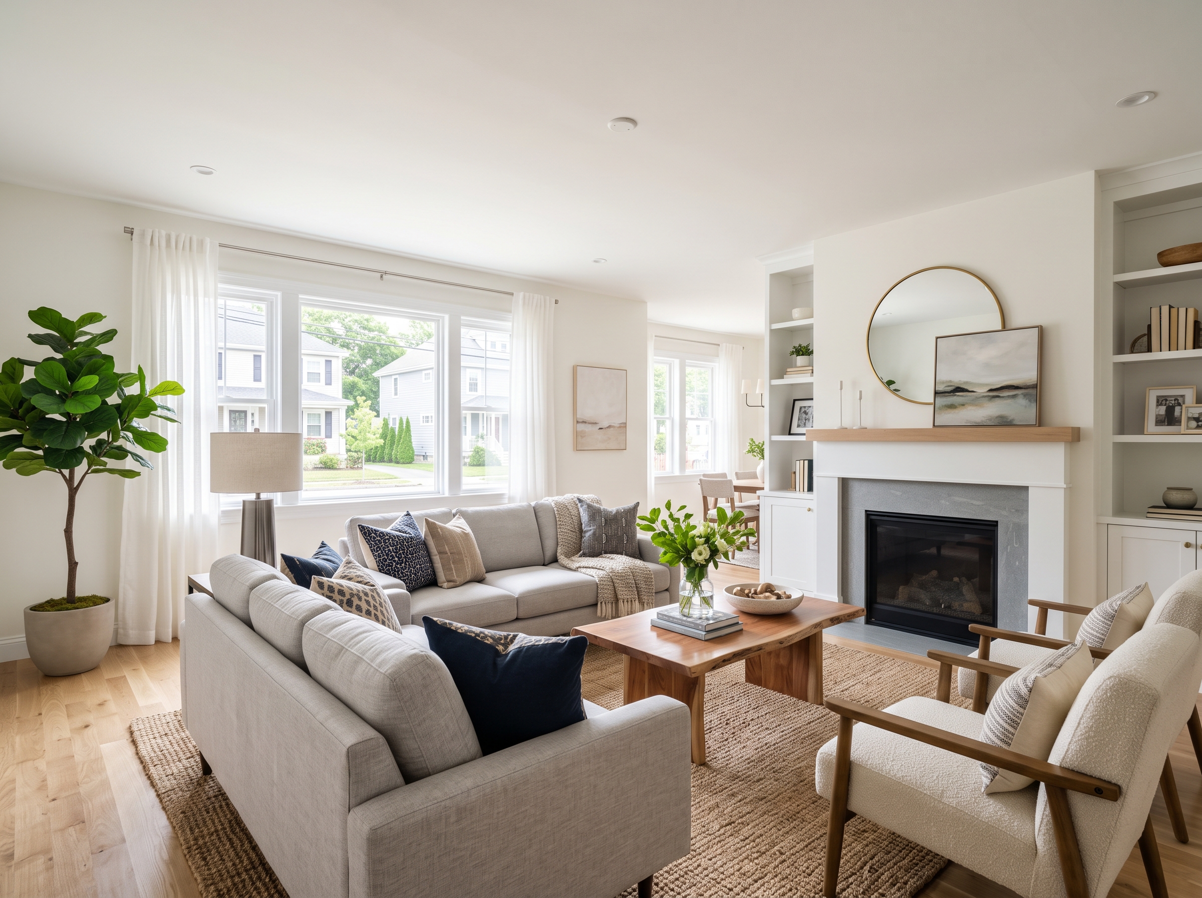 Staged Living Room in Brockton, MA