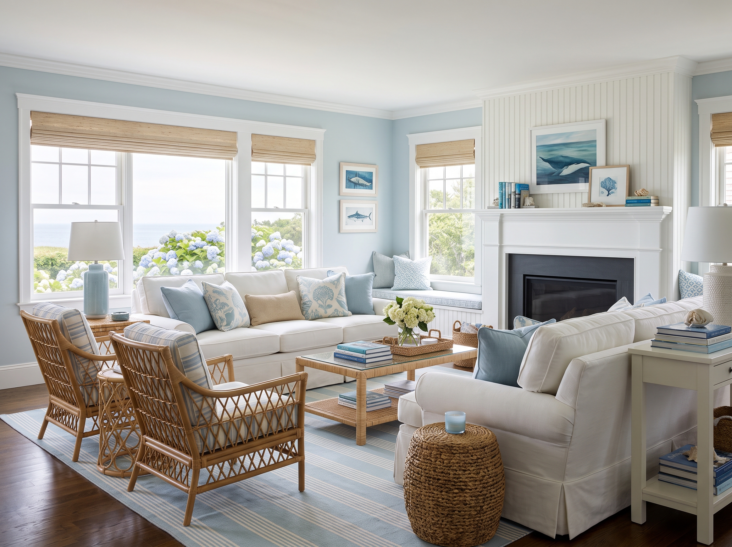 Staged Living Room in Chatham, MA