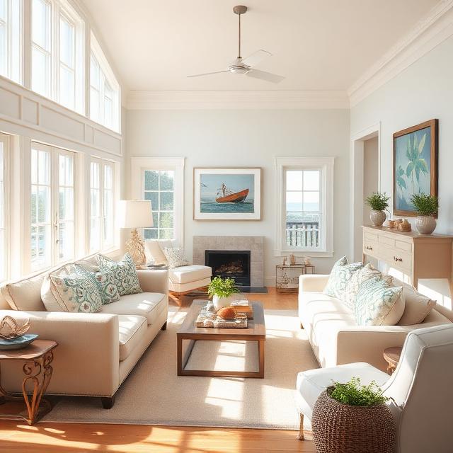 Staged Living Room in Cohasset, MA
