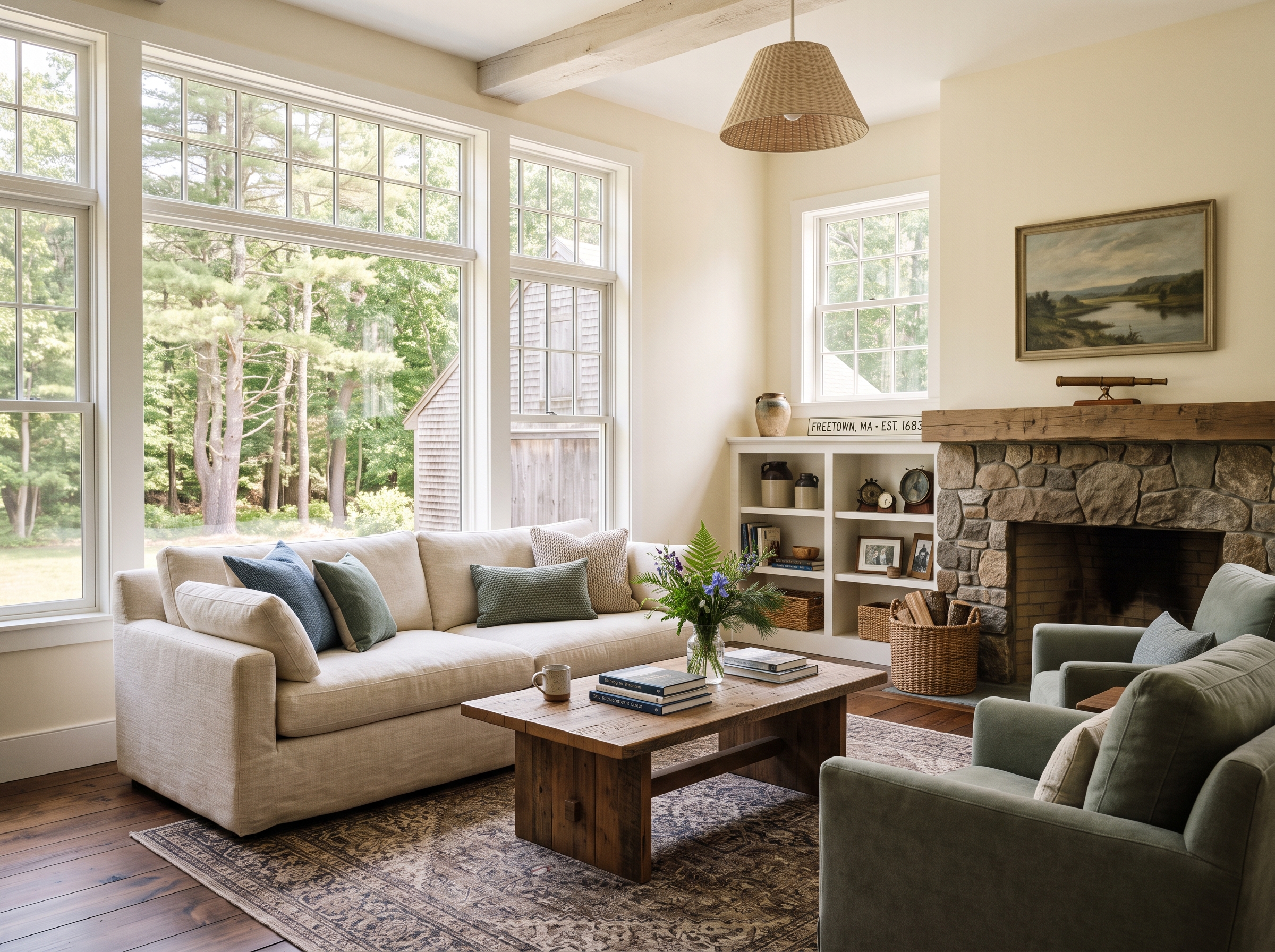 Staged Living Room in Freetown, MA