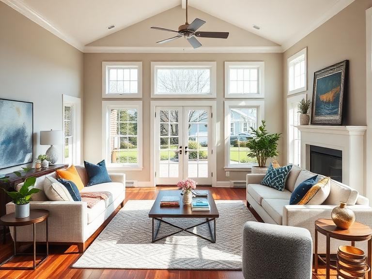 Staged Living Room in Hanover, MA