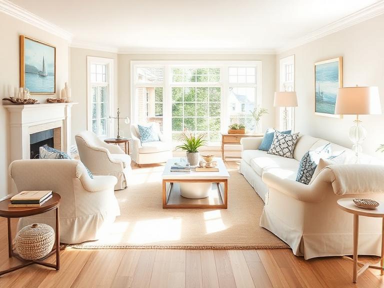 Staged Living Room in Hingham, MA