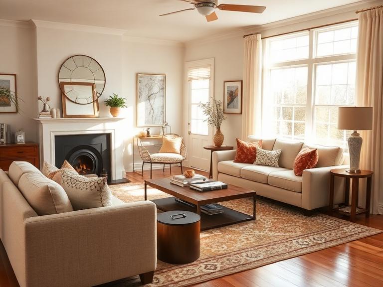 Staged Living Room in Holbrook, MA