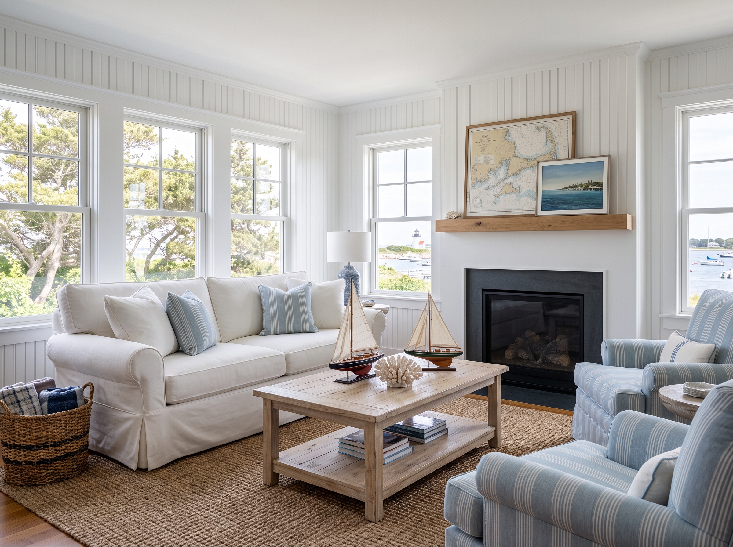 Staged Living Room in Hyannis, MA