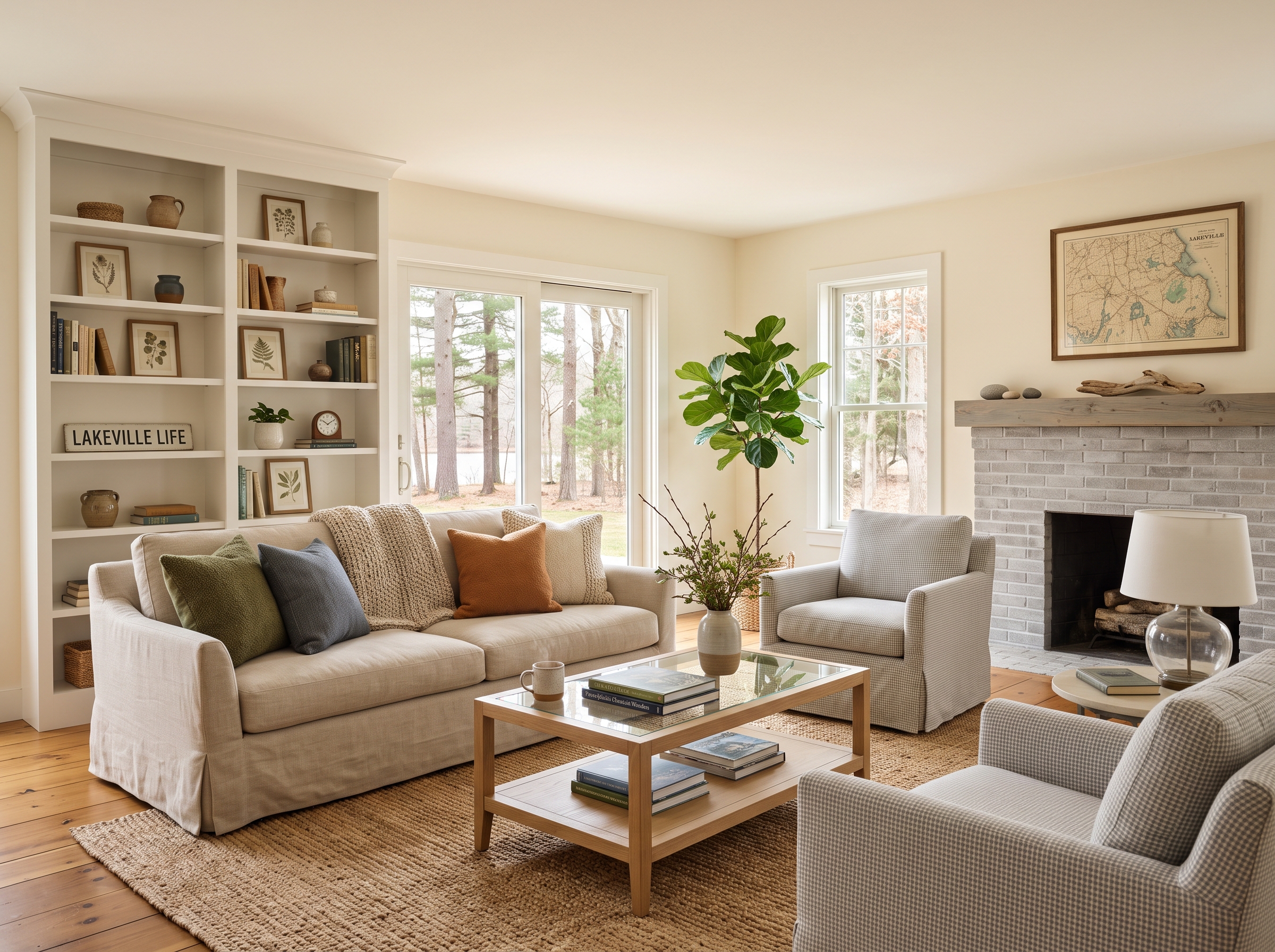 Staged Living Room in Lakeville, MA