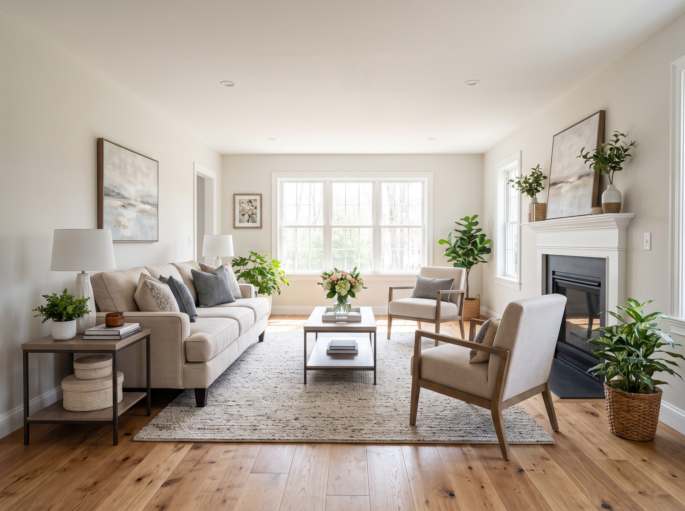Staged Living Room in Mansfield, MA