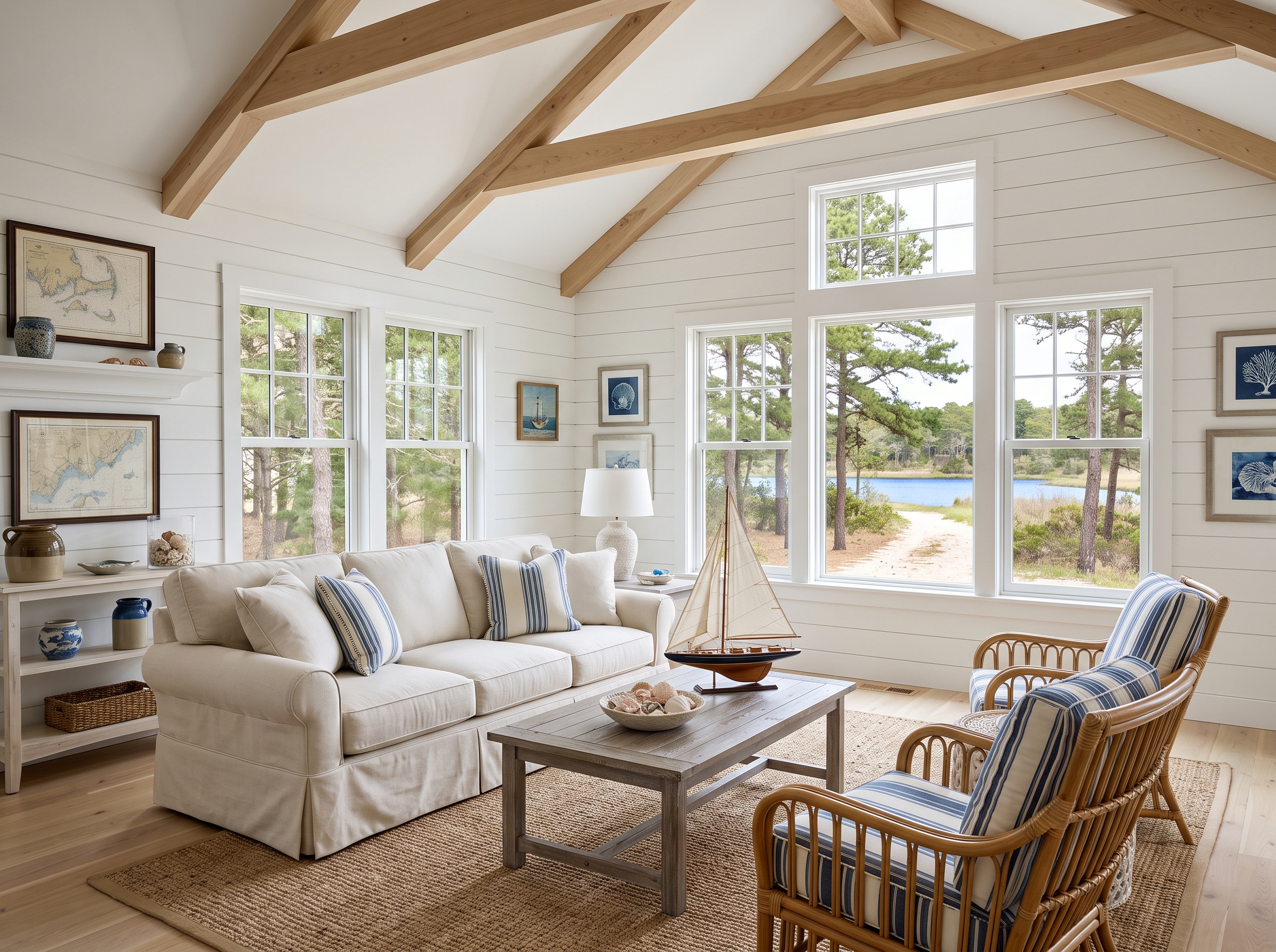 Staged Living Room in Mashpee, MA