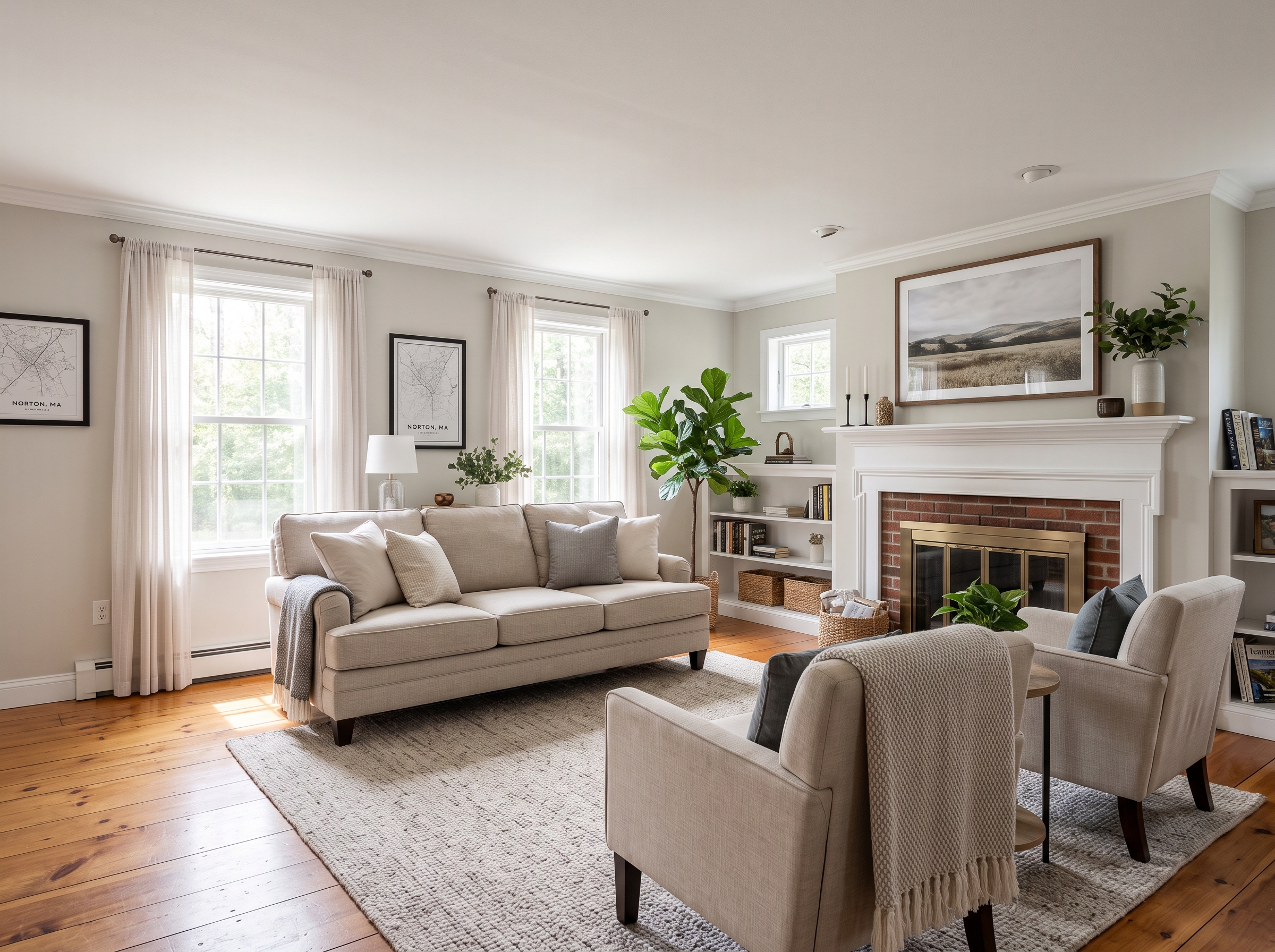 Staged Living Room in Norton, MA