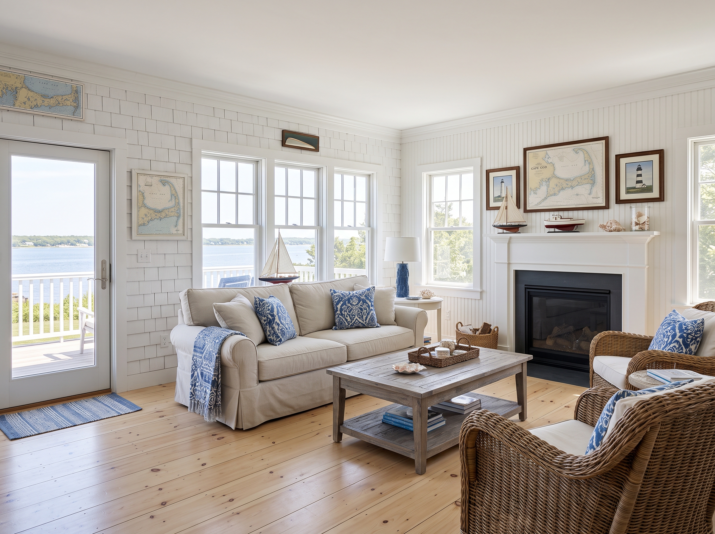 Staged Living Room in Orleans, MA