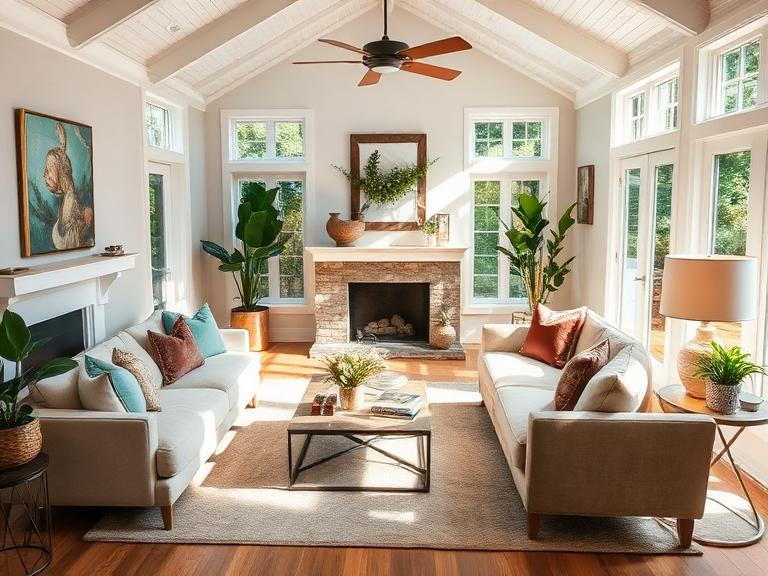 Staged Living Room in Pembroke, MA