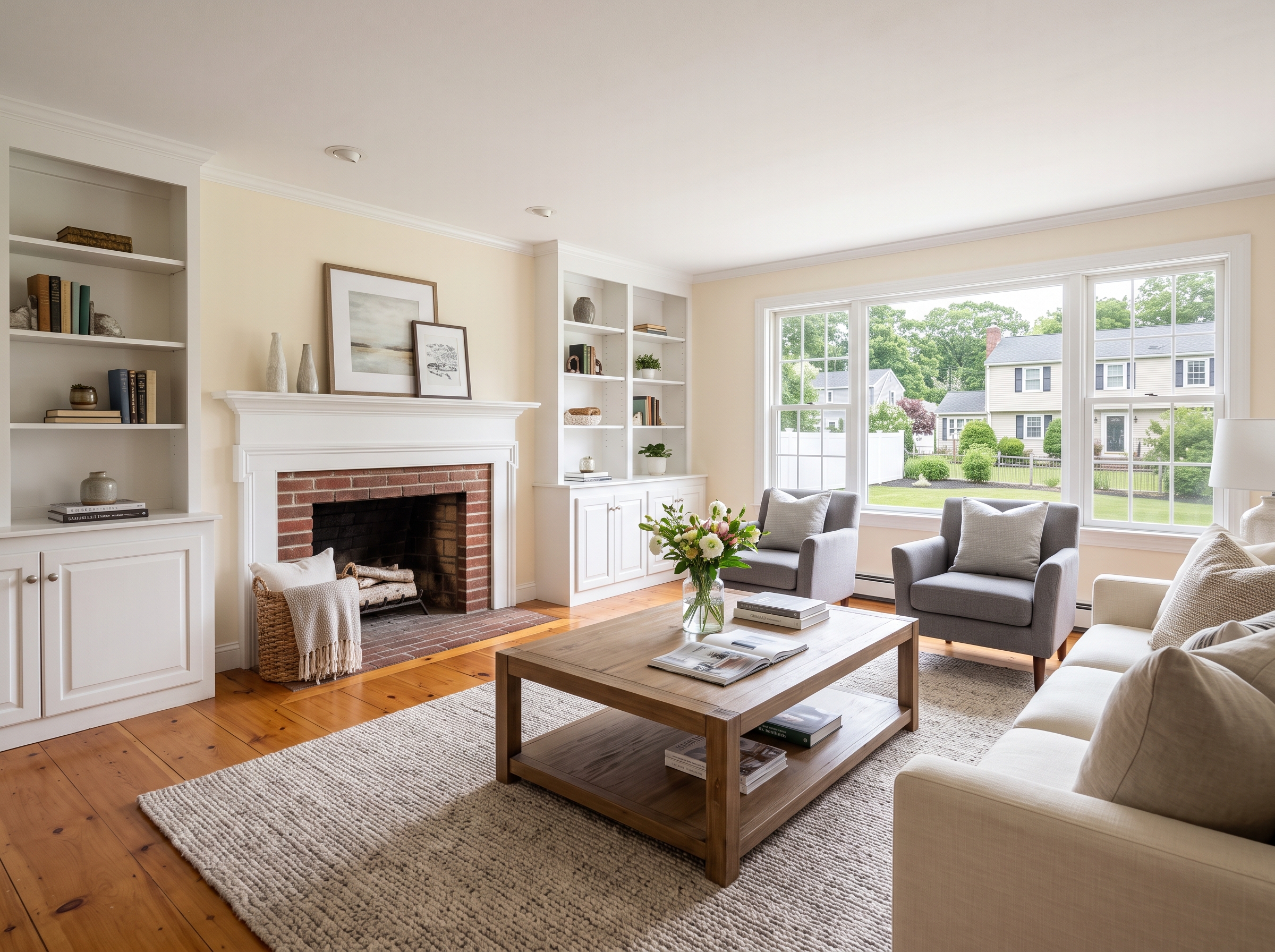 Staged Living Room in Plainville, MA