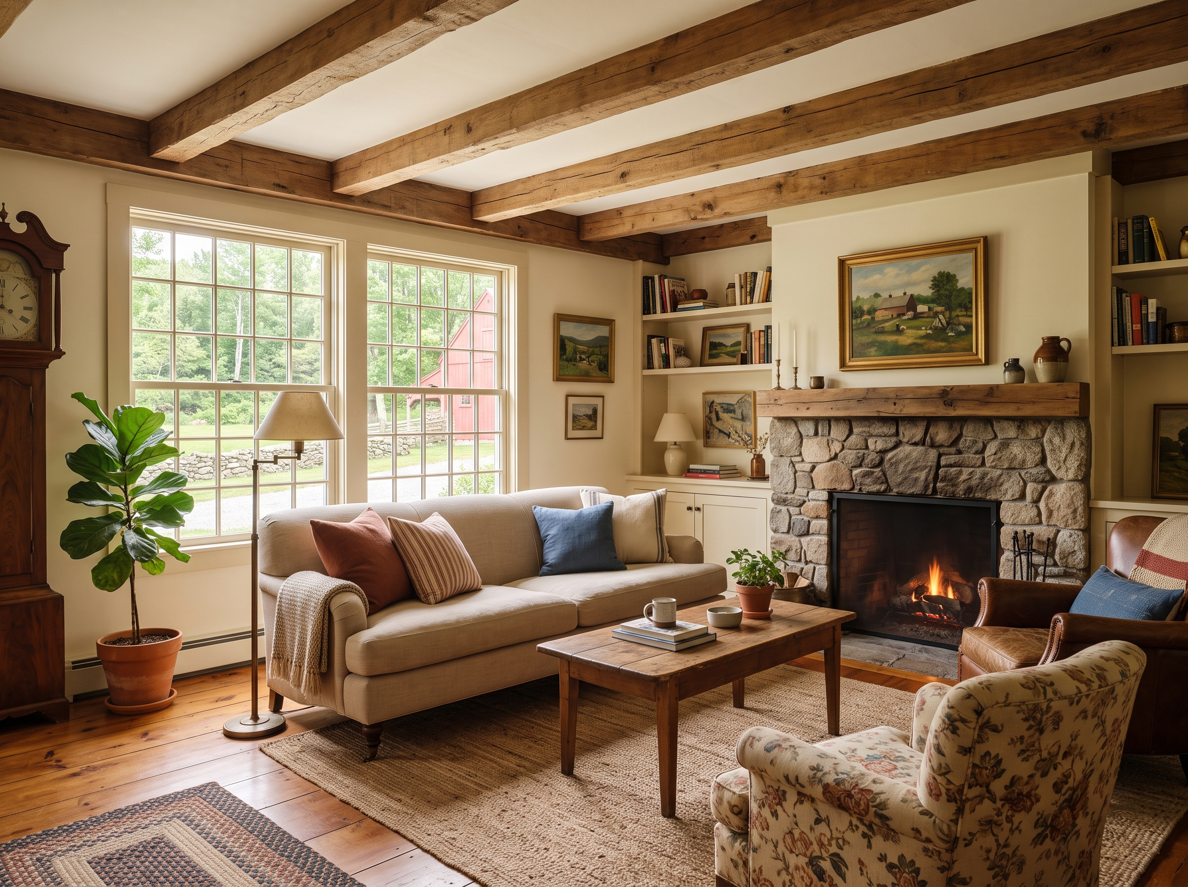 Staged Living Room in Rochester, MA