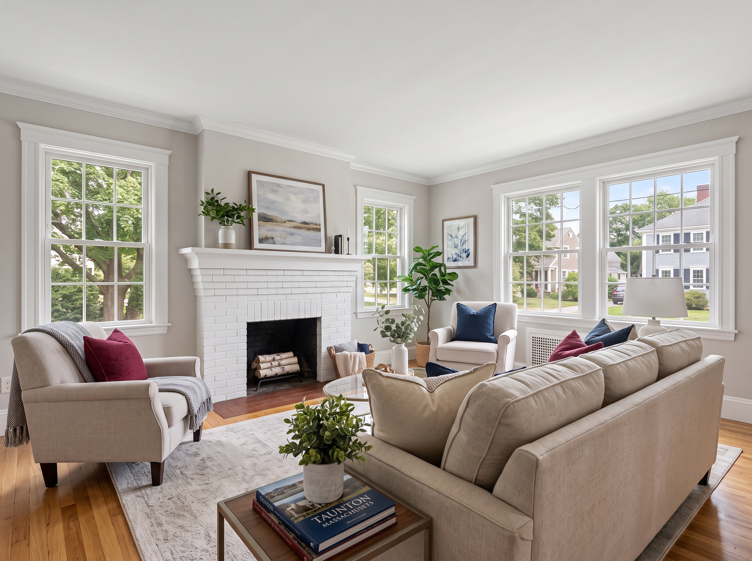 Staged Living Room in Taunton, MA