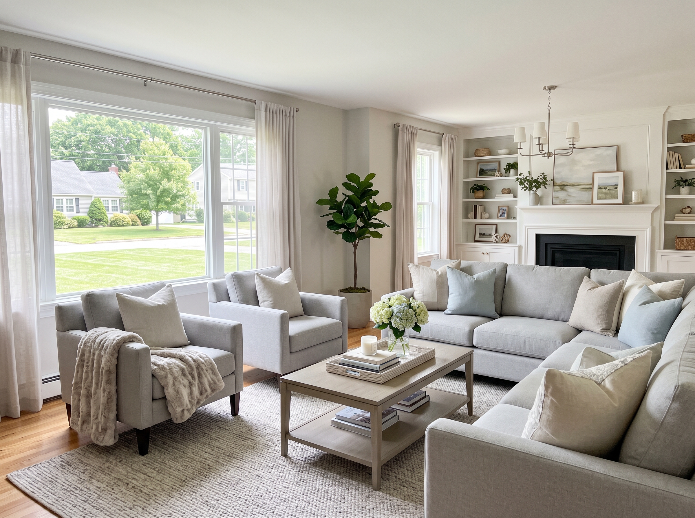 Staged Living Room in West Bridgewater, MA