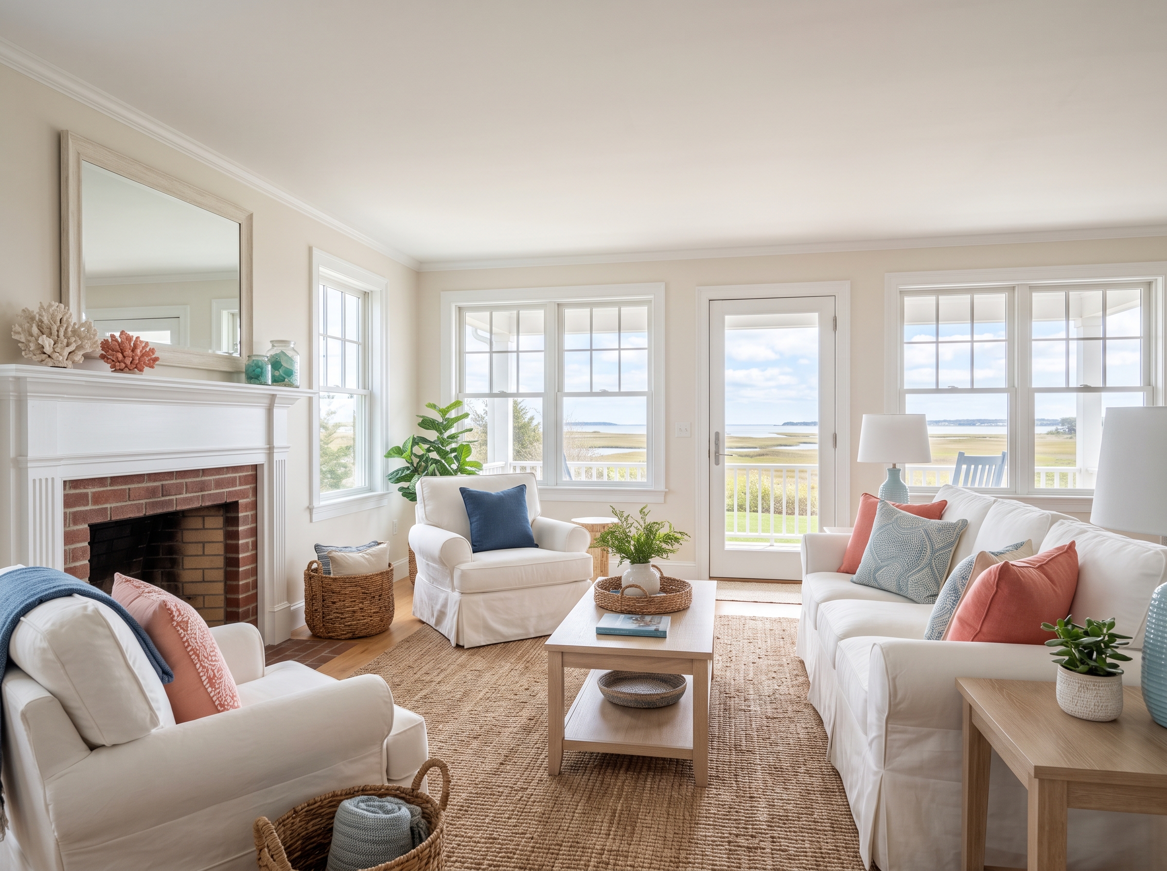 Staged Living Room in Westport, MA