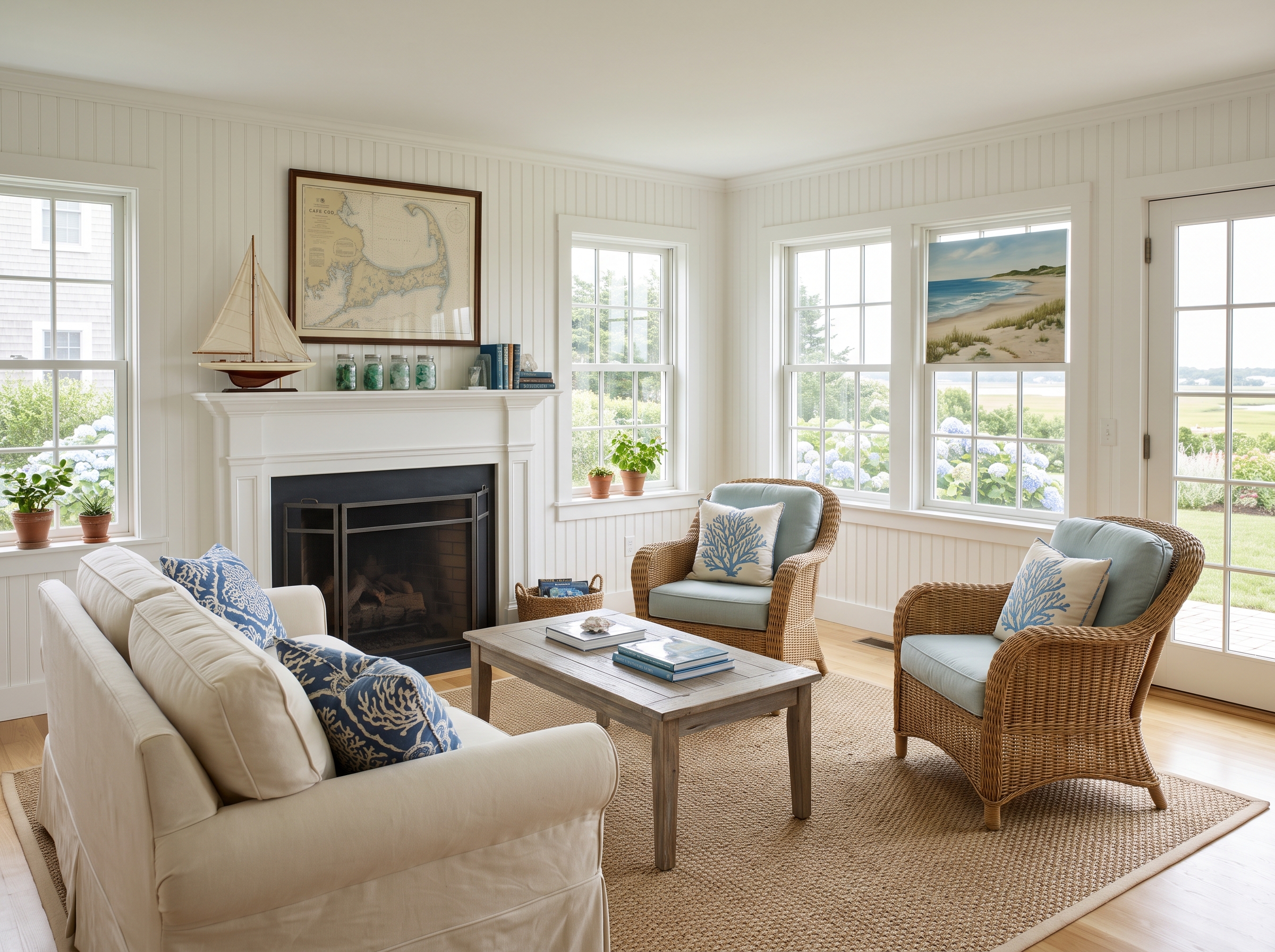 Staged Living Room in Yarmouth, MA